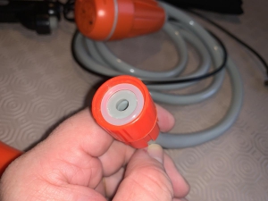 Rubber washer in the hose connector.